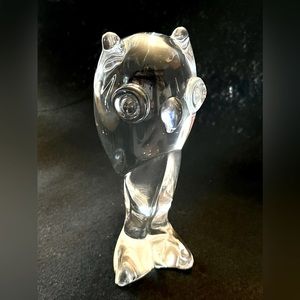 Kristaluxus Solid Lead Crystal Art Glass OWL Sculpture